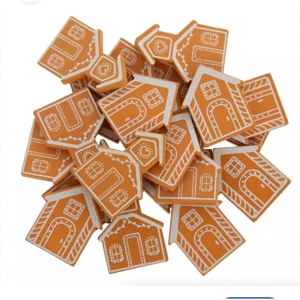 Wooden Gingerbread Houses 20 pc Christmas Holiday Craft Shapes Scrapbook Magnet